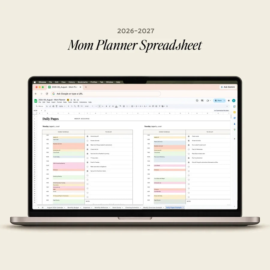 Mom Planner 2026-2027  Spreadsheet