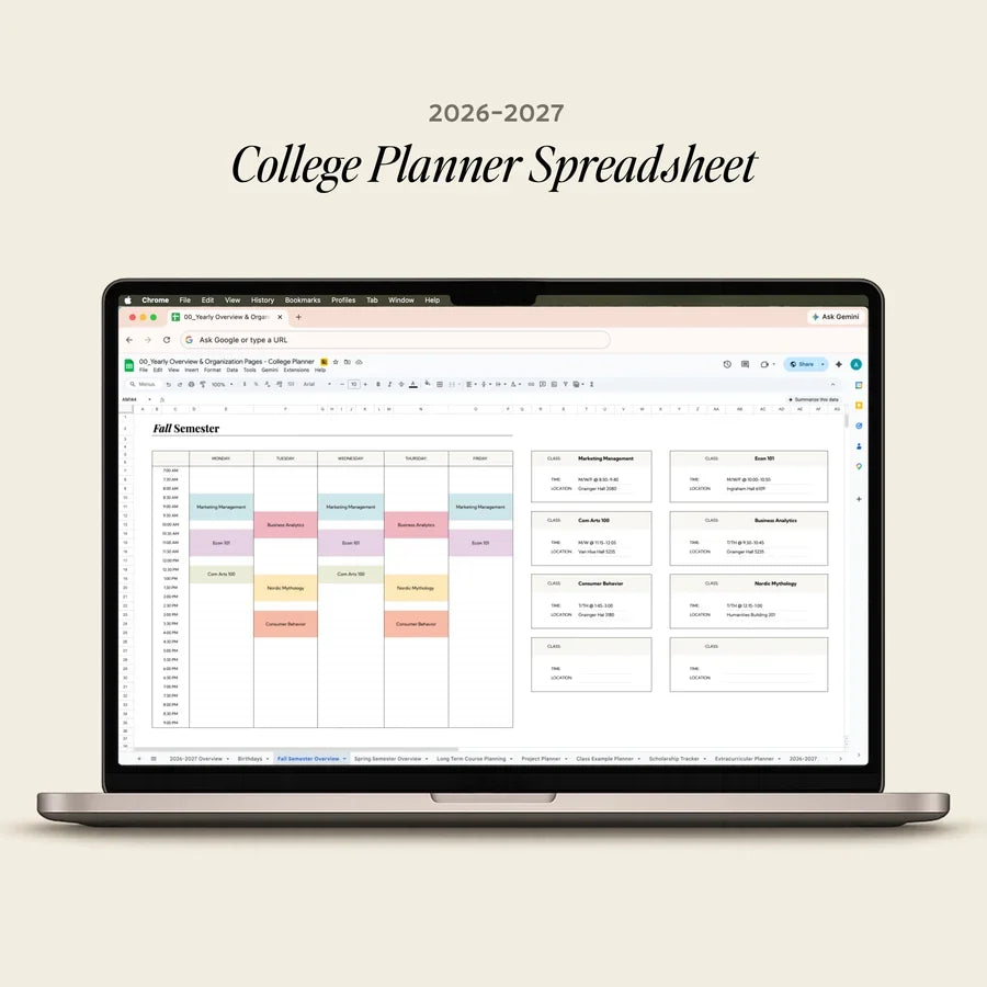 College Planner Spreadsheet 26-27