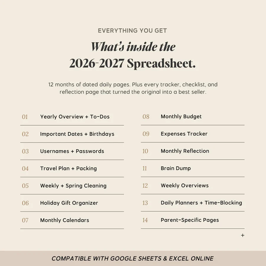 Mom Planner 2026-2027  Spreadsheet